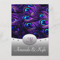 Invitations pourpres de mariage de paon 4,5" x