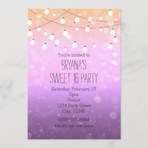 Invitations pourpres de partie du bonbon 16 à