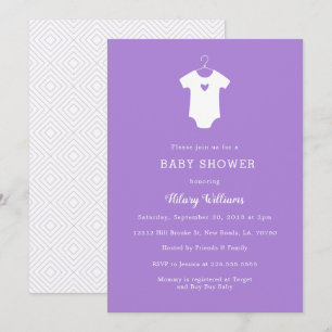 Invitations pourpres douces de baby shower