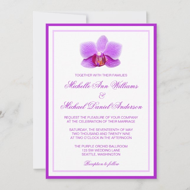 Invitations pourpres élégantes de mariage (Devant)