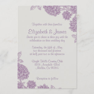 Invitations pourpres élégantes de mariage de fleur
