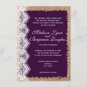 Invitations pourpres foncées de mariage de