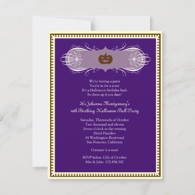 Invitations pourpres foncés de partie de costume (Devant)