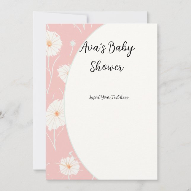 Invitations Pousse De Dandelion Rose Plat (Devant)