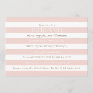 Invitations rayées roses de partie de Bachelorette