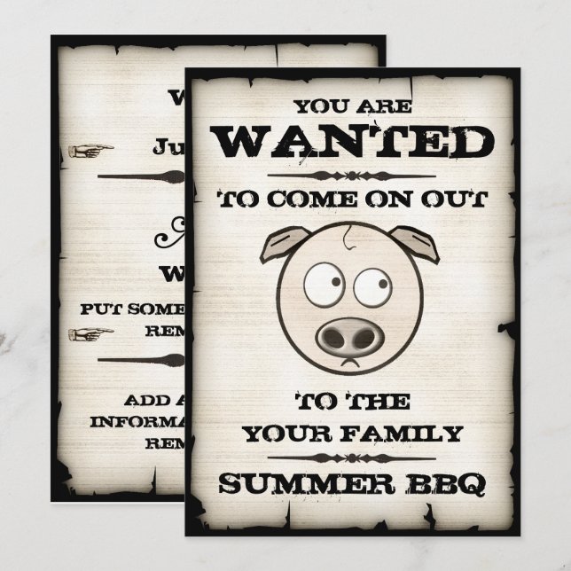 Invitations Recherchées de BBQ d'été (Devant / Derrière)