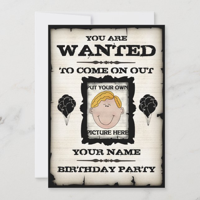 Invitations Recherchées de fête d'anniversaire (Devant)