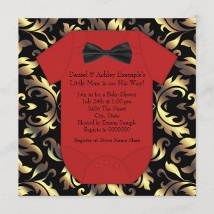 Invitations Red Black et Gold Baby Shower
