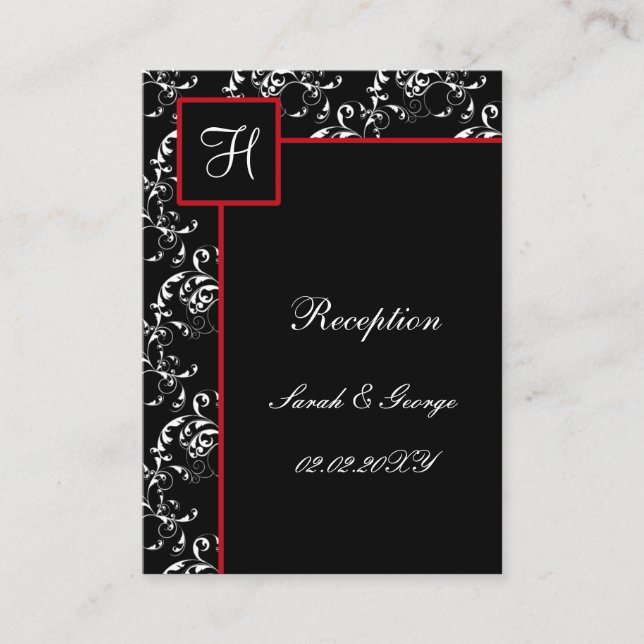 Invitations Red Black Mariage damassé (Devant)