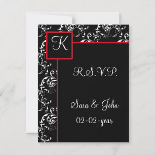 Invitations Red Black Mariage damassé