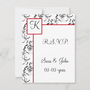 Invitations Red Black Mariage damassé
