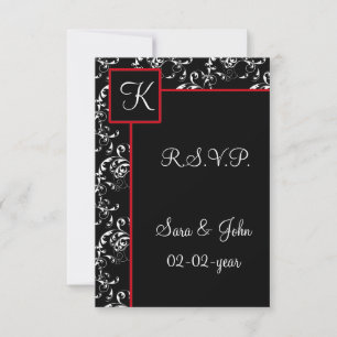 Invitations Red Black Mariage damassé