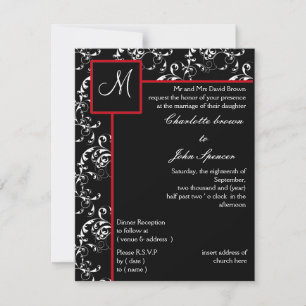Invitations Red Black Mariage damassé