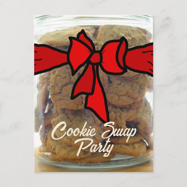 Invitations Red Bow Cookie Swap Party (Devant)