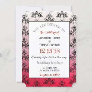 Invitations Red et Black Mariage damassé