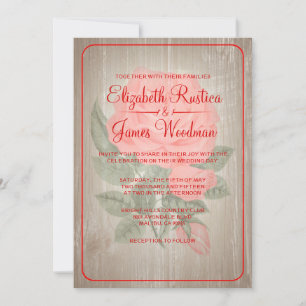 Invitations Red Rustic Floral Wedding