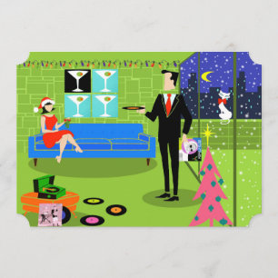 Invitations rétro à la fête de Noël urbaine