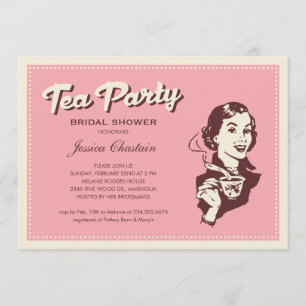 Invitations Retro Pink Tea Party