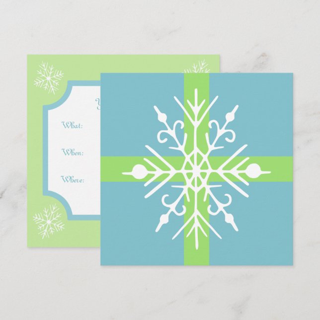 Invitations Retro Snowflake (Devant / Derrière)