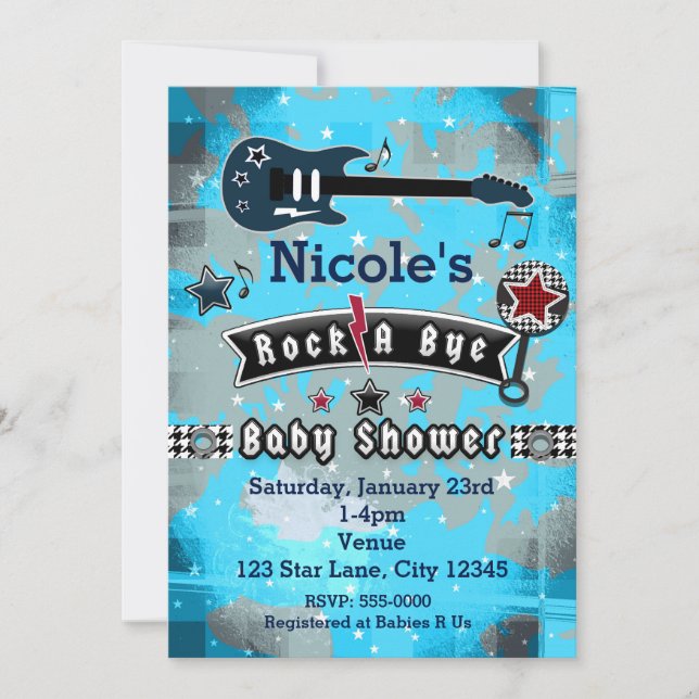 Invitations Rock A Bye Baby shower Star (Devant)