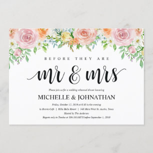 Invitations Romance floraux de dîner de répétition
