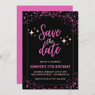 Invitations rose 17e anniversaire Save the date Gl