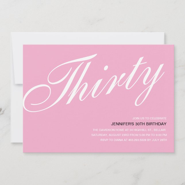 Invitations rose 30e anniversaire (Devant)
