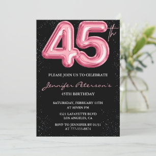 Invitations rose 45e anniversaire Balloon Glam Bla