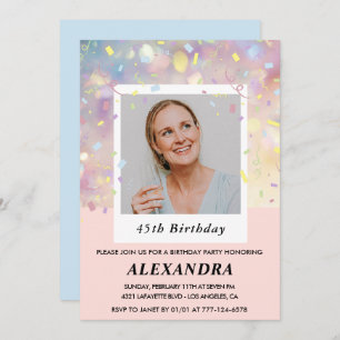 Invitations rose 45e anniversaire Confetti Photo