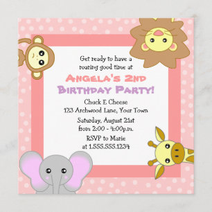 Invitations roses d'anniversaire de enfant