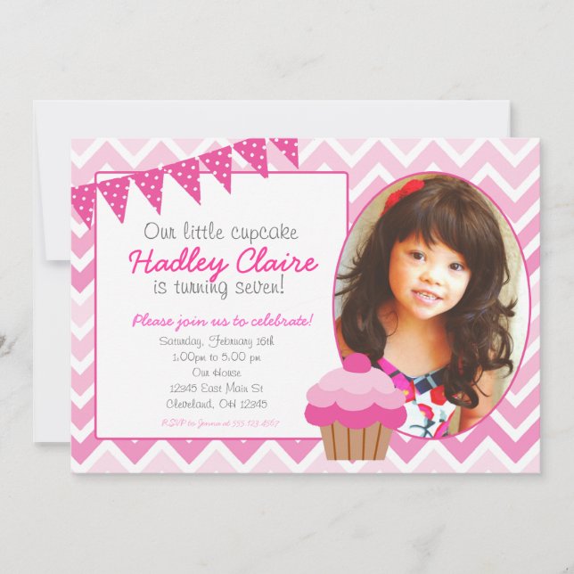 Invitations roses d'invitation d'anniversaire de (Devant)