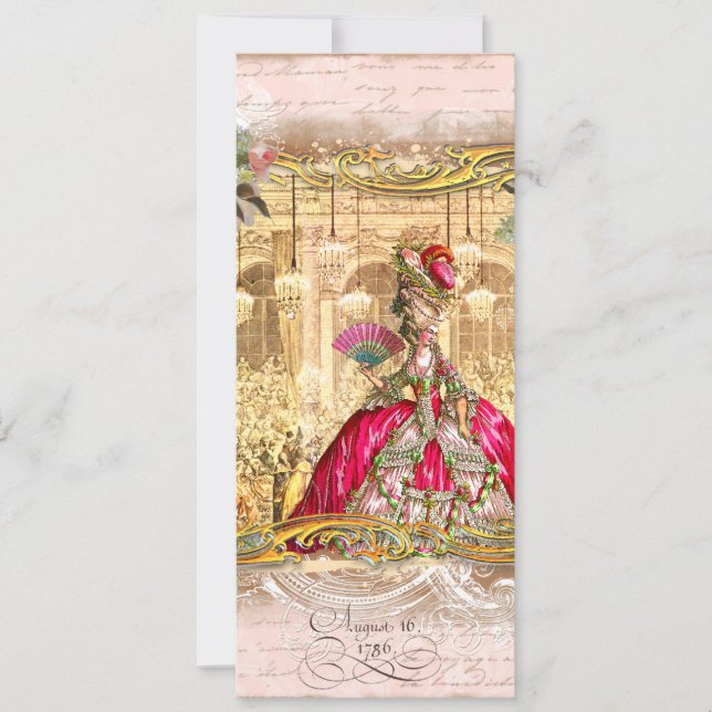 Invitations roses du parti Marie Antoinette Versai (Devant)