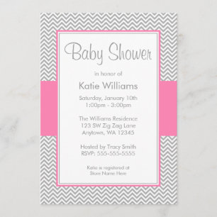 Invitations roses et grises de baby shower de