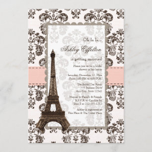 Invitations roses parisiennes de Fête de la mariée