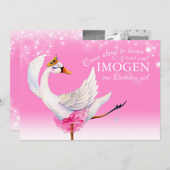 Invitations roses pour le premier anniversaire du  (Devant / Derrière)