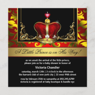 Invitations rouges de baby shower de Prince