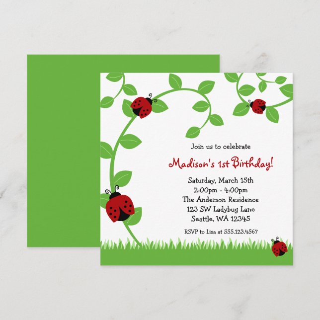 Invitations rouges de fête d'anniversaire de (Devant / Derrière)