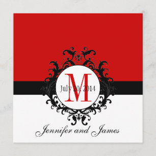 Invitations rouges de mariage damassé de