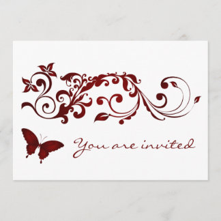Invitations rouges de mariage de papillon