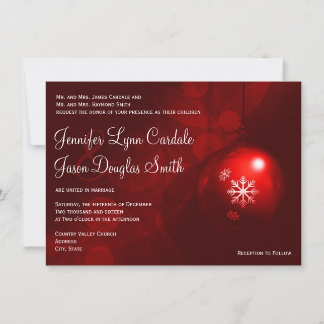 Invitations rouges de mariage de vacances (Devant)