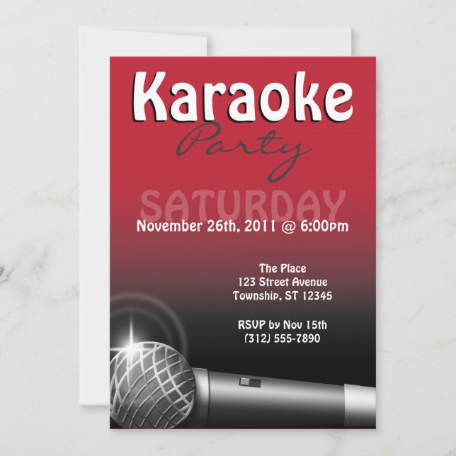 Invitations rouges du parti Karaoke (Devant)