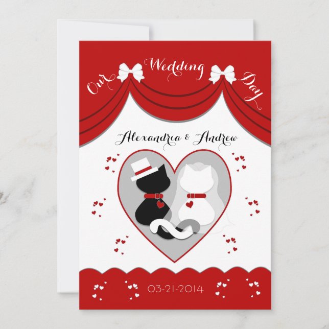 Invitations rouges élégantes de couples de mariage (Devant)