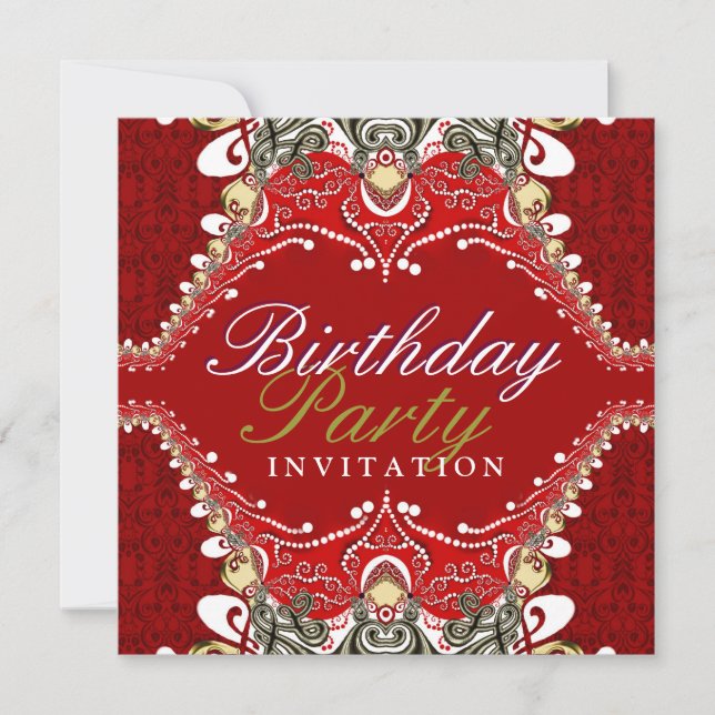 Invitations rouges exotiques de fête (Devant)