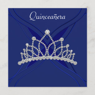 Invitations Royal Blue and White Quinceanera
