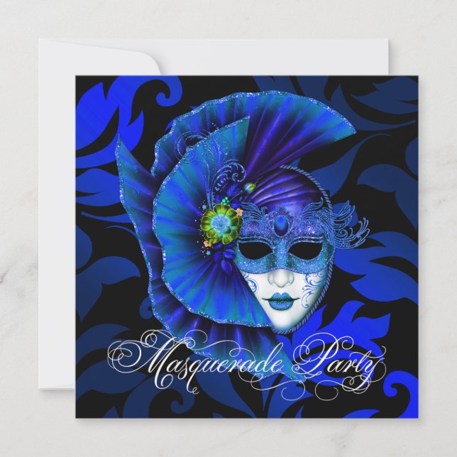 Invitations Royal Blue Masquerade Party (Devant)
