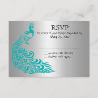 Invitations RSVP Silver et Peacock Turquoise