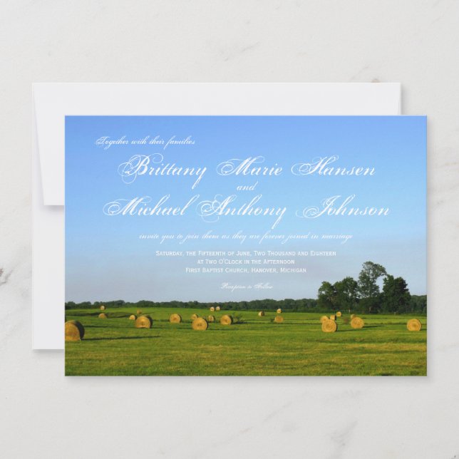 Invitations rurales de mariage campagnard de (Devant)