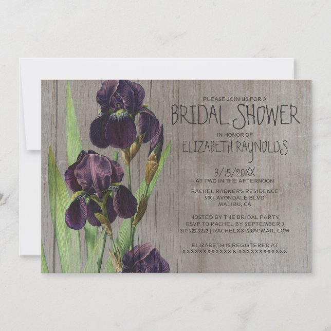 Invitations Russes De Douche Mariale Iris (Devant)