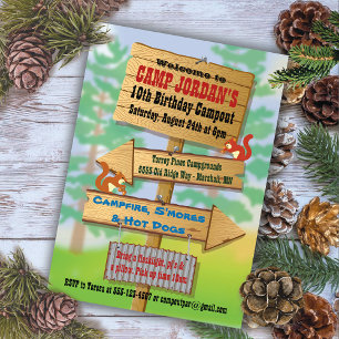 Invitations Rustic Camping Sleepover Party