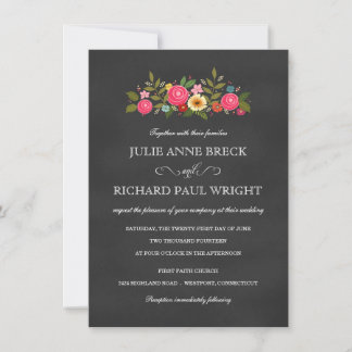Invitations Rustic Rose Garden Chalkboard